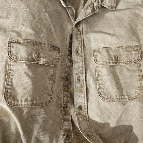 Vintage Carhartt Shirt Jacket Mens XL-2X Vintage Tan Acid Wash Button Down Rare